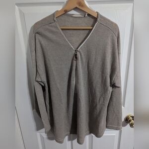 Soft Surroundings Womens 2X Sweater Valentina Zip Front Size Plus Top Shirt